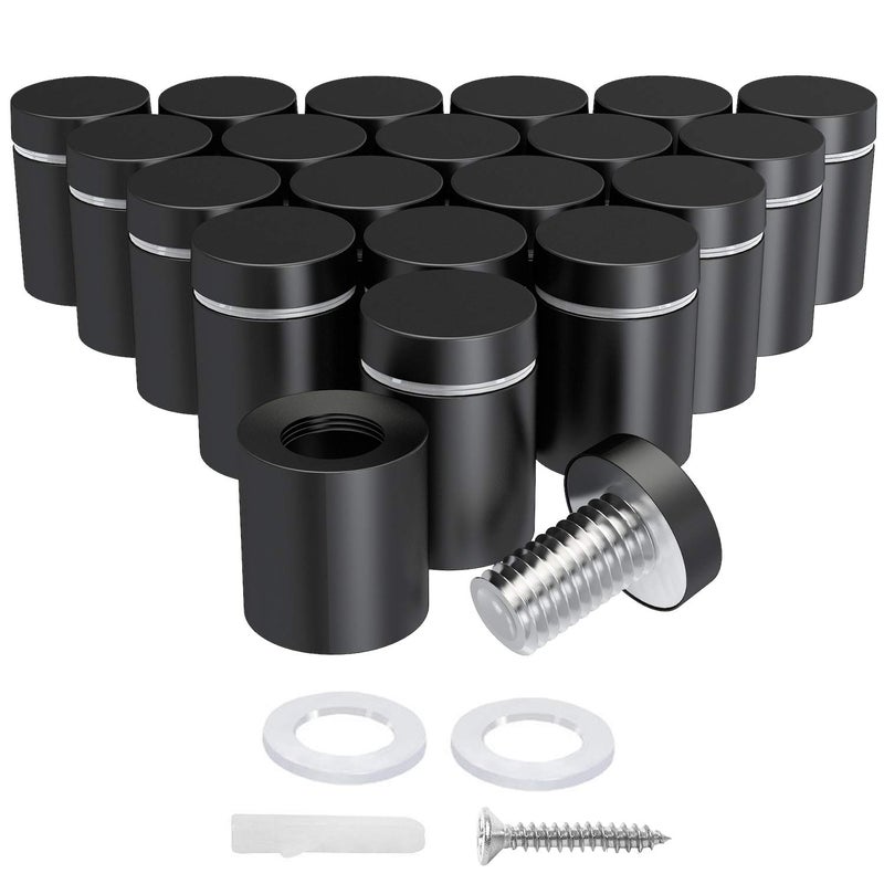 LuckIn 20-Pack Standoff Screws (3/4 in. Dia x 1 in. L), Stainless Steel Standoff Mounting Hardware for Acrylic Signs, Black - Image 1